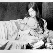 Donna con bambino | disegno bianco e nero A3 2015 | Moduli 2015 Pane Quotidiano