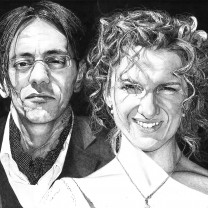 Alberto Ciro Taddei e sua moglie Iris Planinschek | disegno bianco e nero matita A3 2015 | Matrimonio